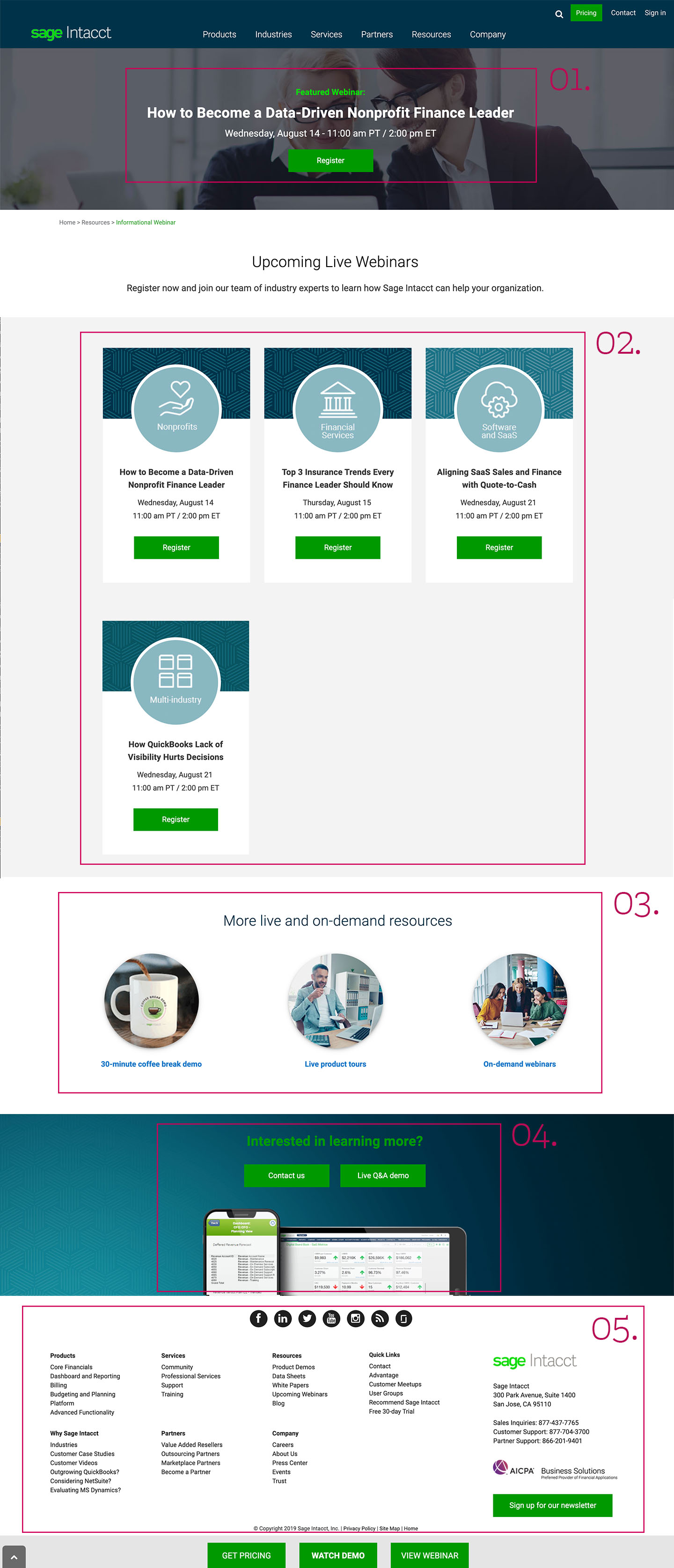 Sage Intacct new webinar Page 2019