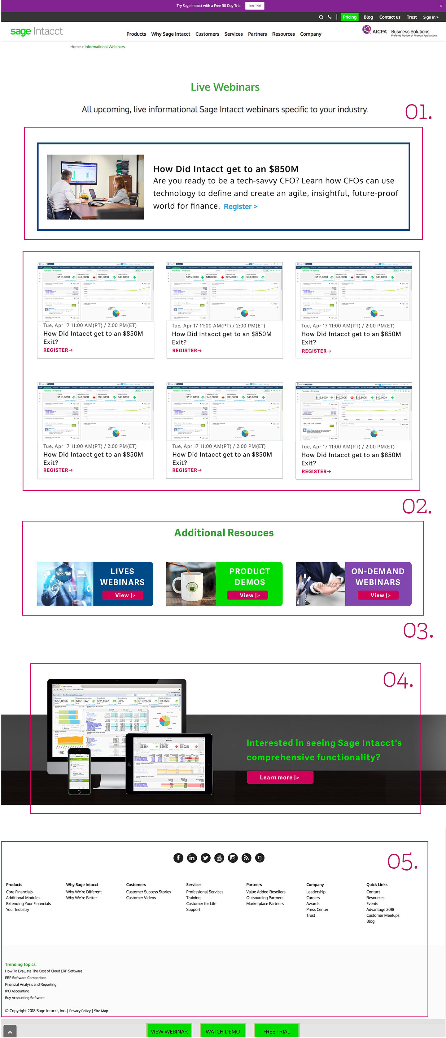 Sage Intacct old webinar page 2018