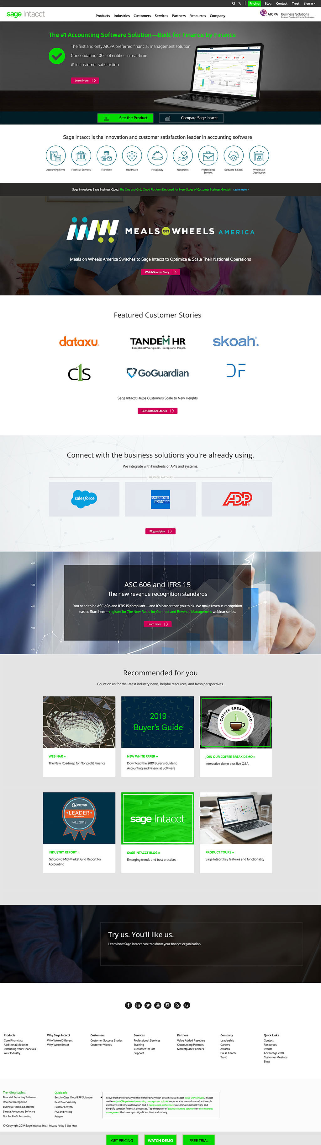 Sage Intacct Home Page 2018