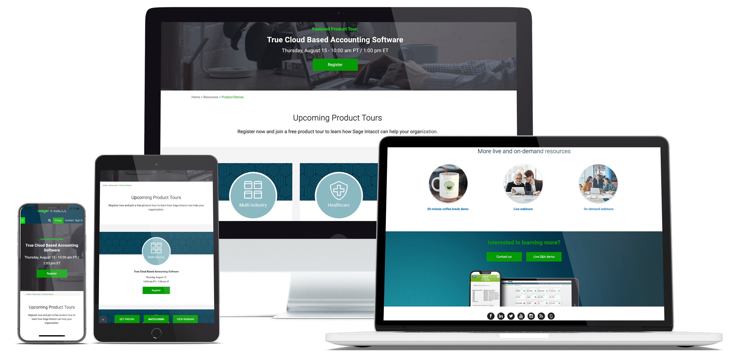 Sage Intacct Upcoming Product Tours Page 2019