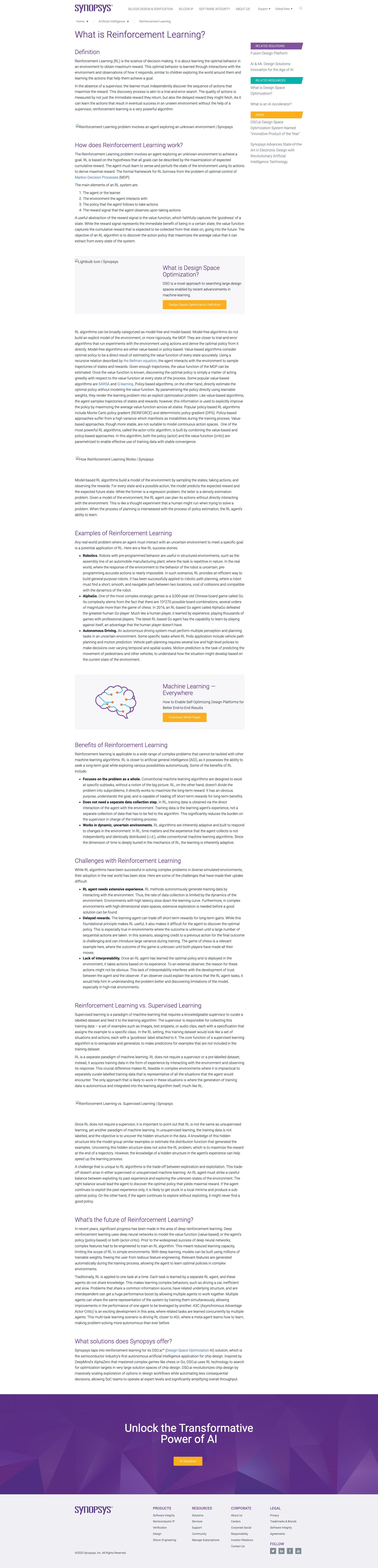 Synopsys glossary page before