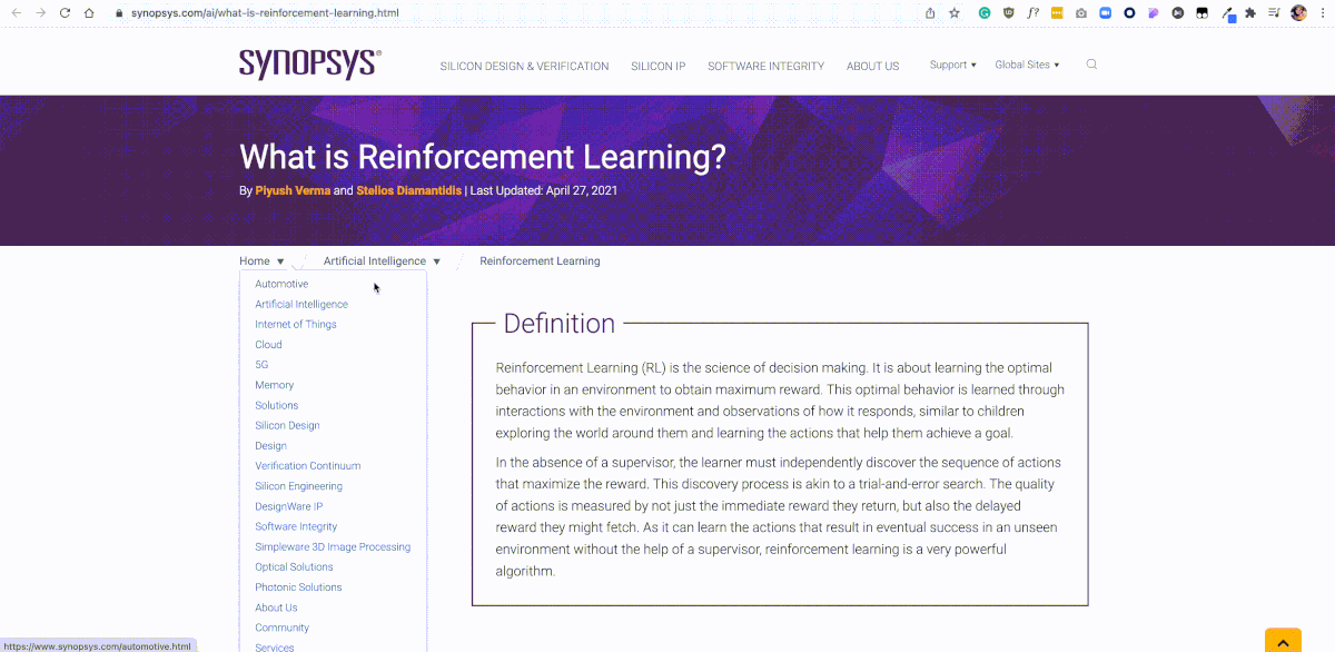 synopsys glossary page workflow image